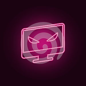 computer hacking icon. Elements of cyber security in neon style icons. Simple icon for websites, web design, mobile app, info