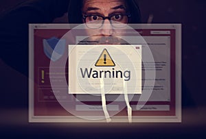 Computer hacking warning screenshot pop up