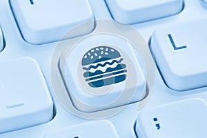 Computer hamburger cheeseburger fast food ordering online order