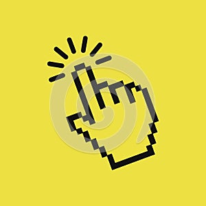 Computer hand cursor click, Hand pointer clicking effect, vector illustration.