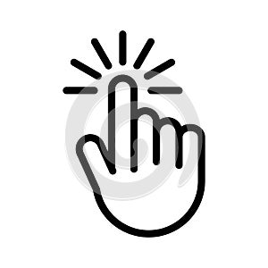 Computer hand cursor click icon linear logo mark in black and white