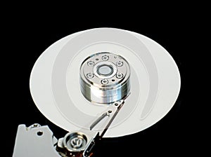 Computer hard disk with opened cover isolated