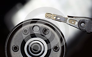 Computer Hard drive unit unit removed from machine in close up.