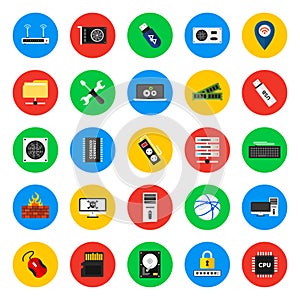Computer hardware, device, internet and security, icons photo