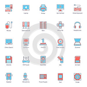 Computer Hardware Flat Icons Pack
