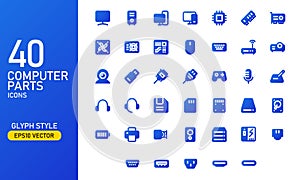 Computer hardware glyph icon collection.