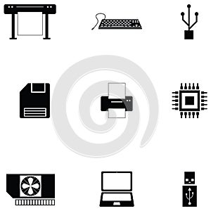 Computer hardware icon set