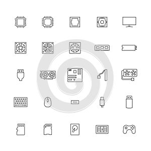 Computer Hardware icon set. Editable vector stroke