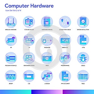Computer Hardware Icon Set. Modern gradient style. Vector EPS 10
