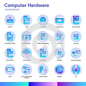 Computer Hardware Icon Set. Modern gradient style. Vector EPS 10