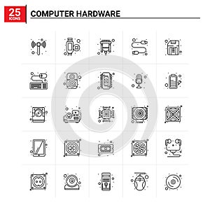 25 Computer Hardware icon set. vector background