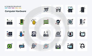 25 Computer Hardware Line Filled Style icon pack