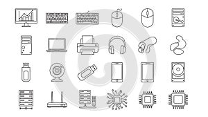 Computer Hardware and Peripherals Icon Set