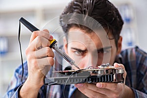 Computer hardware repair and fixing concept by experienced techn