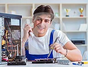 Computer hardware repair and fixing concept by experienced techn