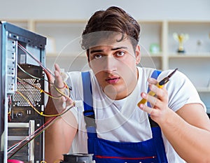 Computer hardware repair and fixing concept by experienced techn