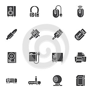Computer hardware vector icons set