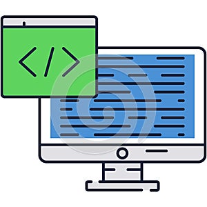 Computer html code web script vector icon