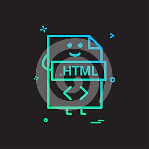 Computer html file format type icon vector design