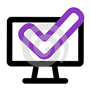 Computer icon. computer with checkmark. outline vector icon. can use for, icon design element,ui, web, mobile