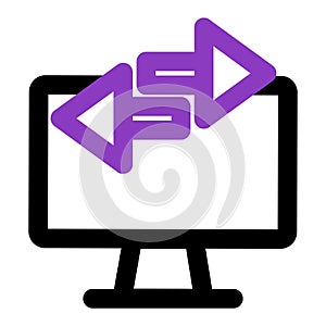 Computer icon. computer with data transfer. outline vector icon. can use for, icon design element,ui, web, mobile