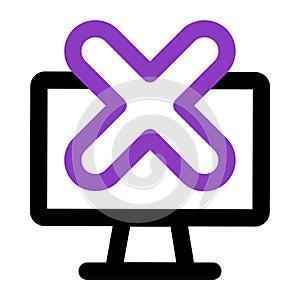 Computer icon. computer with delete. outline vector icon. can use for, icon design element,ui, web, mobile