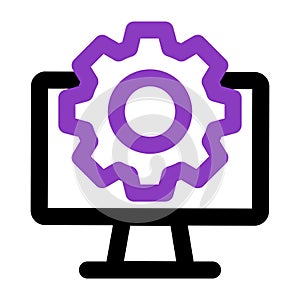 Computer icon. computer with setting. outline vector icon. can use for, icon design element,ui, web, mobile