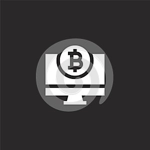 computer icon. Filled computer icon for website design and mobile, app development. computer icon from filled bitcoin collection