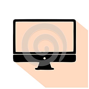 Computer icon in flat style black desktop isolated