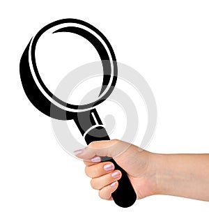 Computer icon magnifier in hand