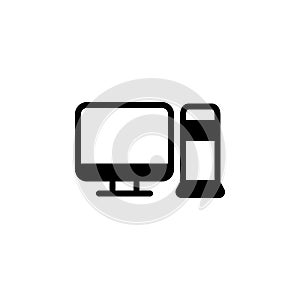 Black solid icon for Computer, monitor and display