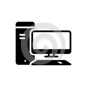 Black solid icon for Computer, pc and transfer