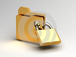 Computer icon for secure folder 3D illustration