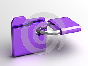 Computer icon for secure folder 3D illustration
