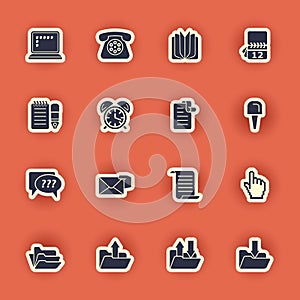 Computer icon set isolated on red
