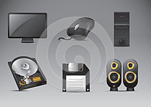 Computer icon set. Vector illustration decorative background design