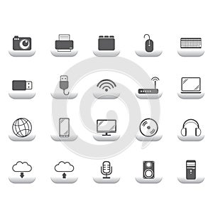 Computer icon set. Vector illustration decorative background design