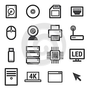 Computer icon set vector on white background.