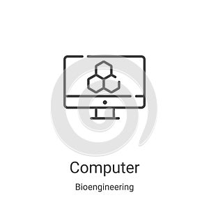 computer icon vector from bioengineering collection. Thin line computer outline icon vector illustration. Linear symbol for use on