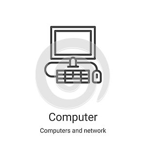 computer icon vector from computers and network collection. Thin line computer outline icon vector illustration. Linear symbol for