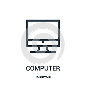 computer icon vector from hardware collection. Thin line computer outline icon vector illustration