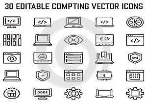 Computer icons coding technology digital laptop programming