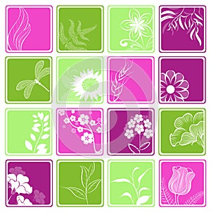 Computer icons with flowers and branches