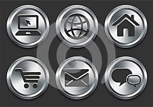 Computer Icons on Metal Internet Button