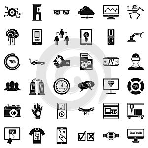 Computer icons set, simple style