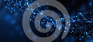 A computer image of a network of lines and dots on black