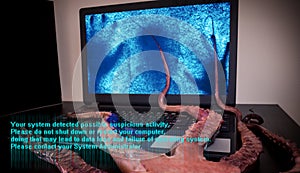 Computer infected by virus software. Cyber security concept