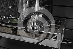 Close-up of personal computer components.