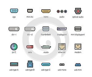 Computer interface ports icons