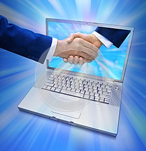 Computer Internet Business Handshake